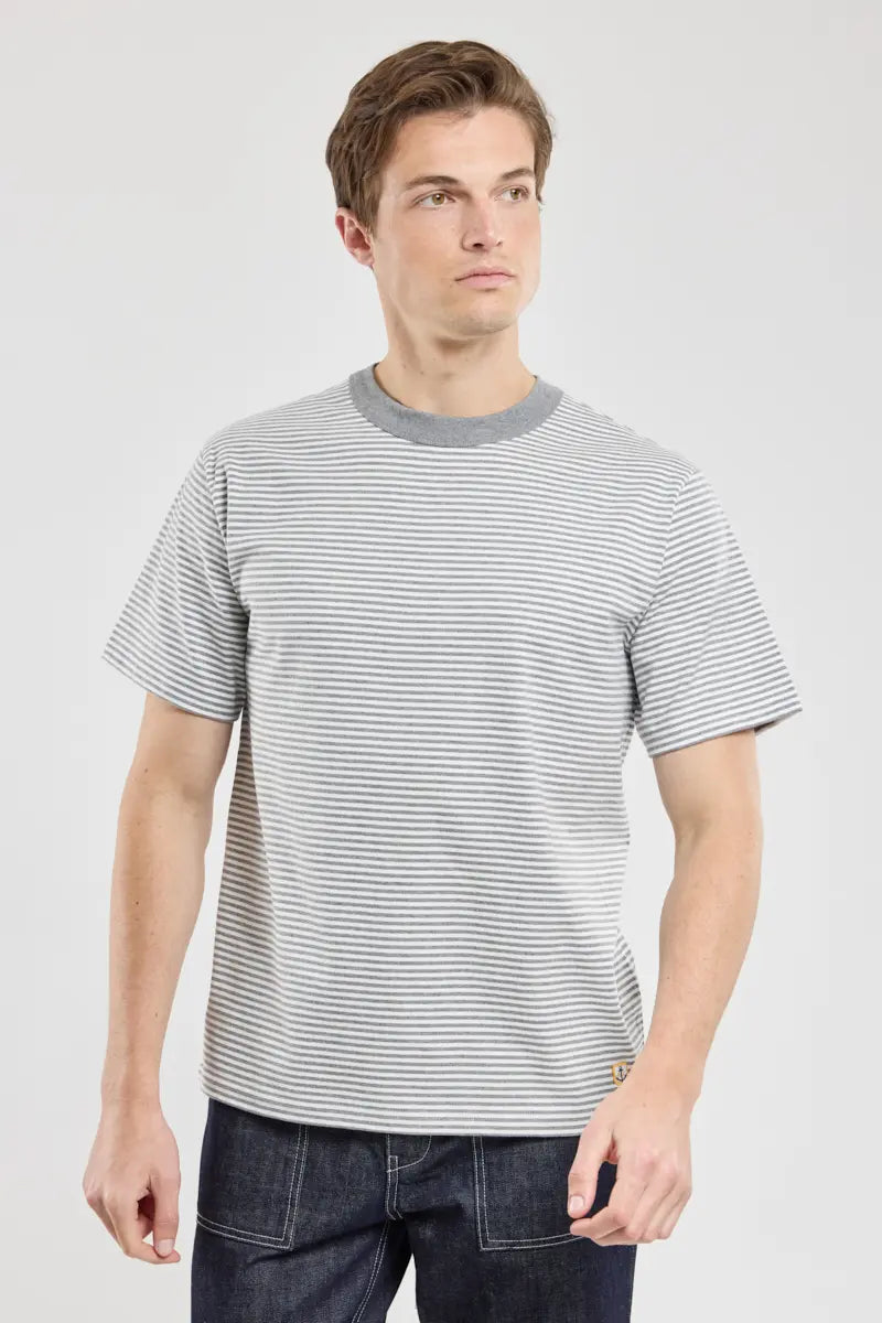 Armor Lux Heritage striped T-shirt - light cotton Grå / Hvid