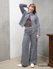 Nudie jeans Jade Striped Zip Jacket Blue/Offwhite
