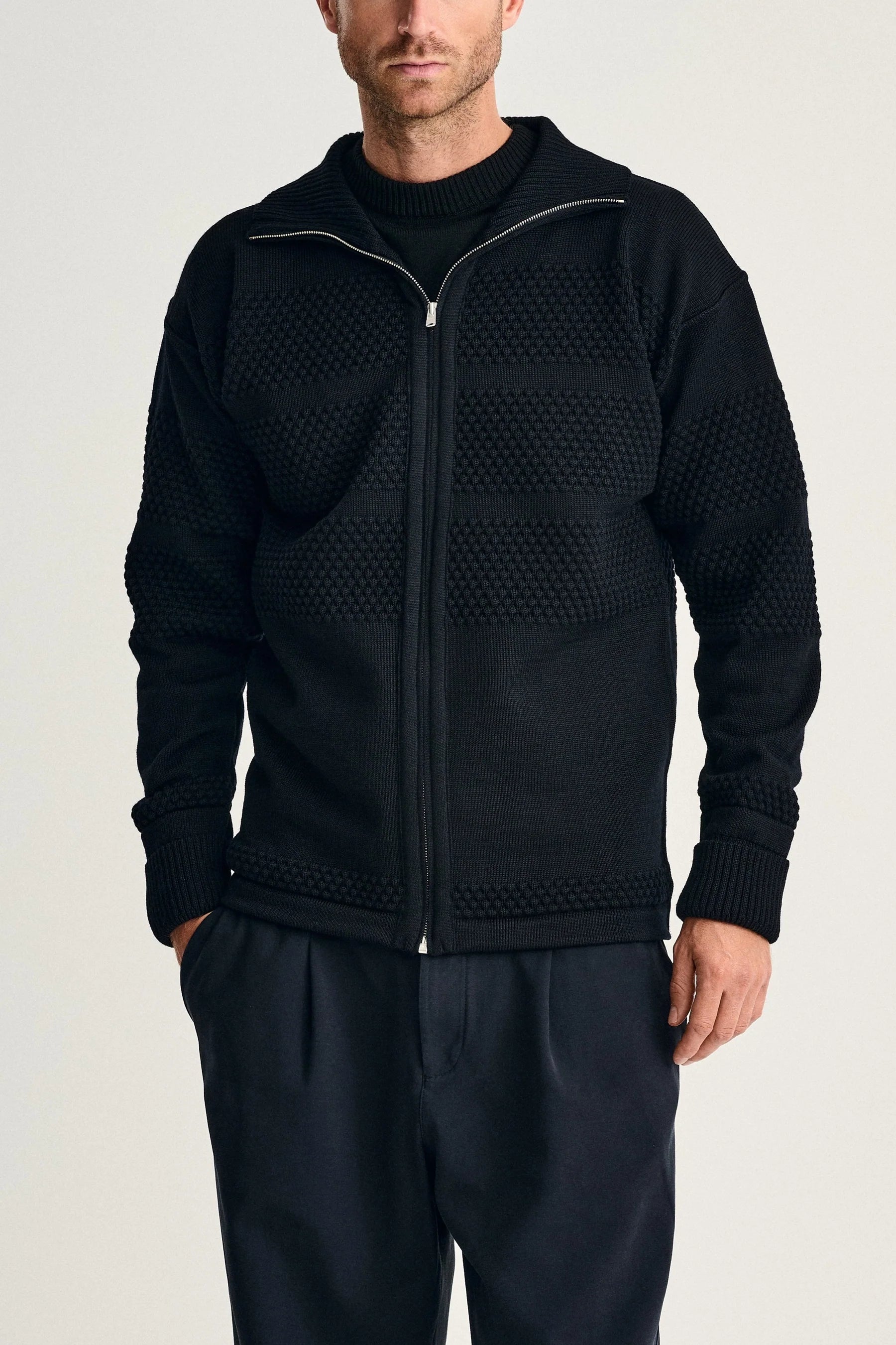 S.N.S.  Herning FISHERMAN full zip | lang lynlås, navy blue