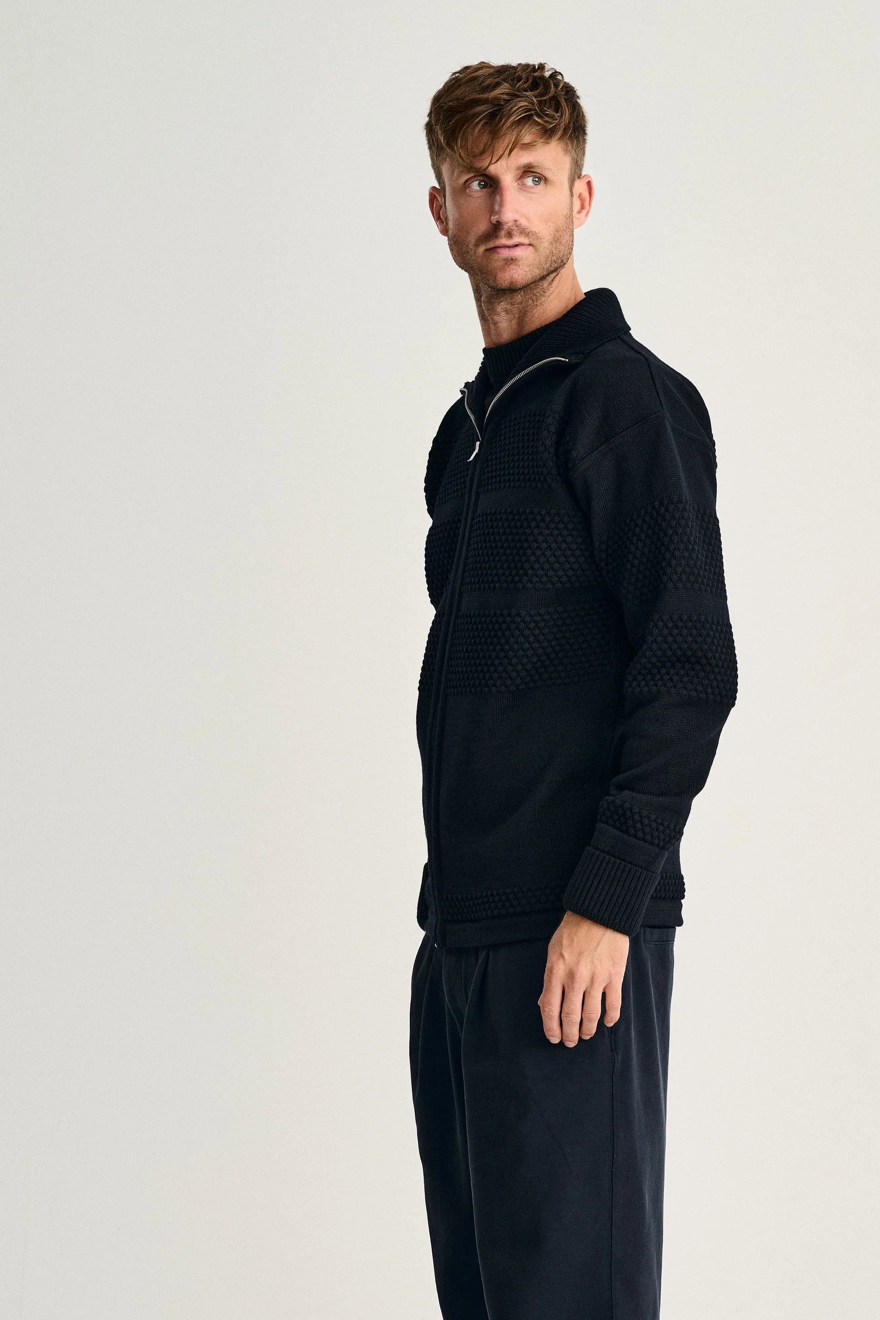 S.N.S.  Herning FISHERMAN full zip | lang lynlås, navy blue