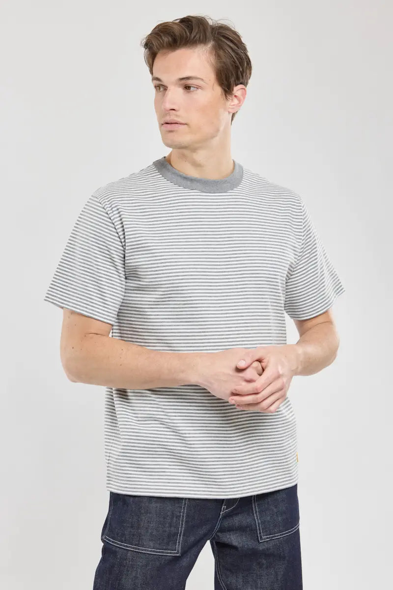 Armor Lux Heritage striped T-shirt - light cotton Grå / Hvid
