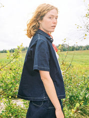 Nudie Jeans Lina Painter Denim Shirt Dark Blue