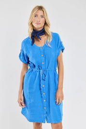 Armor Lux Belted dress Linen Saphir Blue Lyseblå