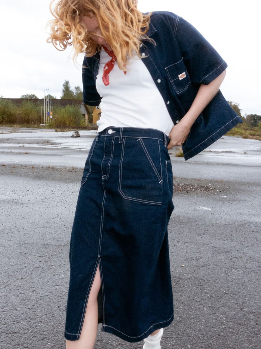 Nudie Jeans Lina Painter Denim Shirt Dark Blue
