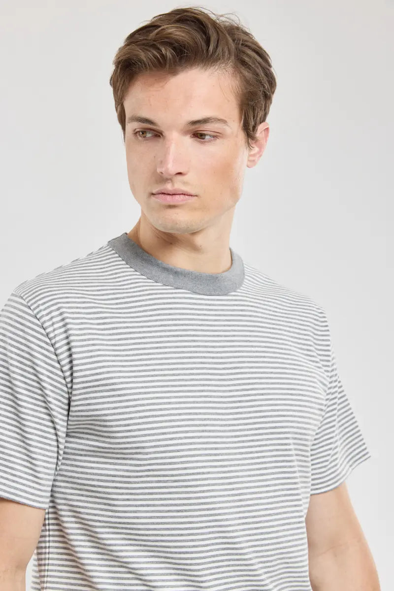 Armor Lux Heritage striped T-shirt - light cotton Grå / Hvid