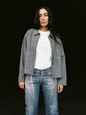 Nudie jeans Jade Striped Zip Jacket Blue/Offwhite