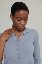 Rifo Leda Women's Medium Sleeve Recycled Cotton Cardigan Blue