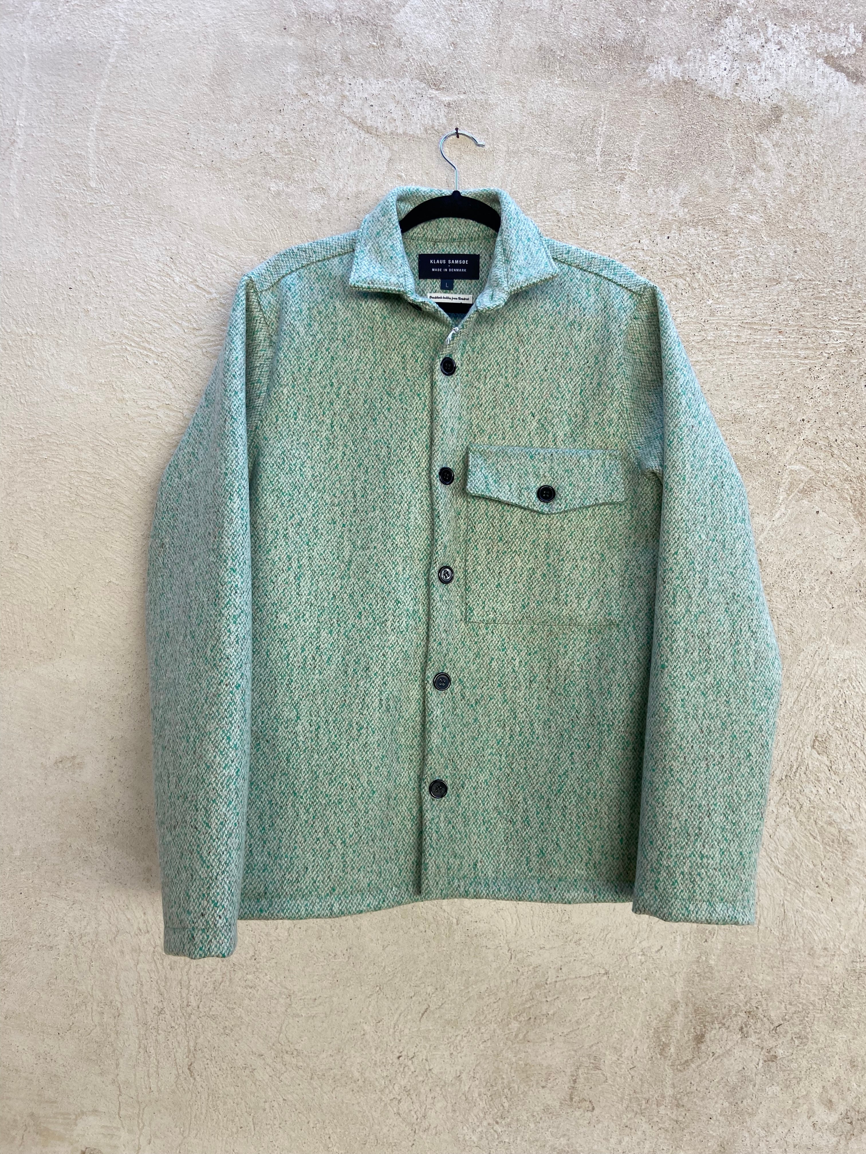Klaus Samsøe Overshirt i Uld Made in Denmark Grøn