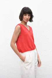 Jungle Folk Flora Knit Top Poppy Red