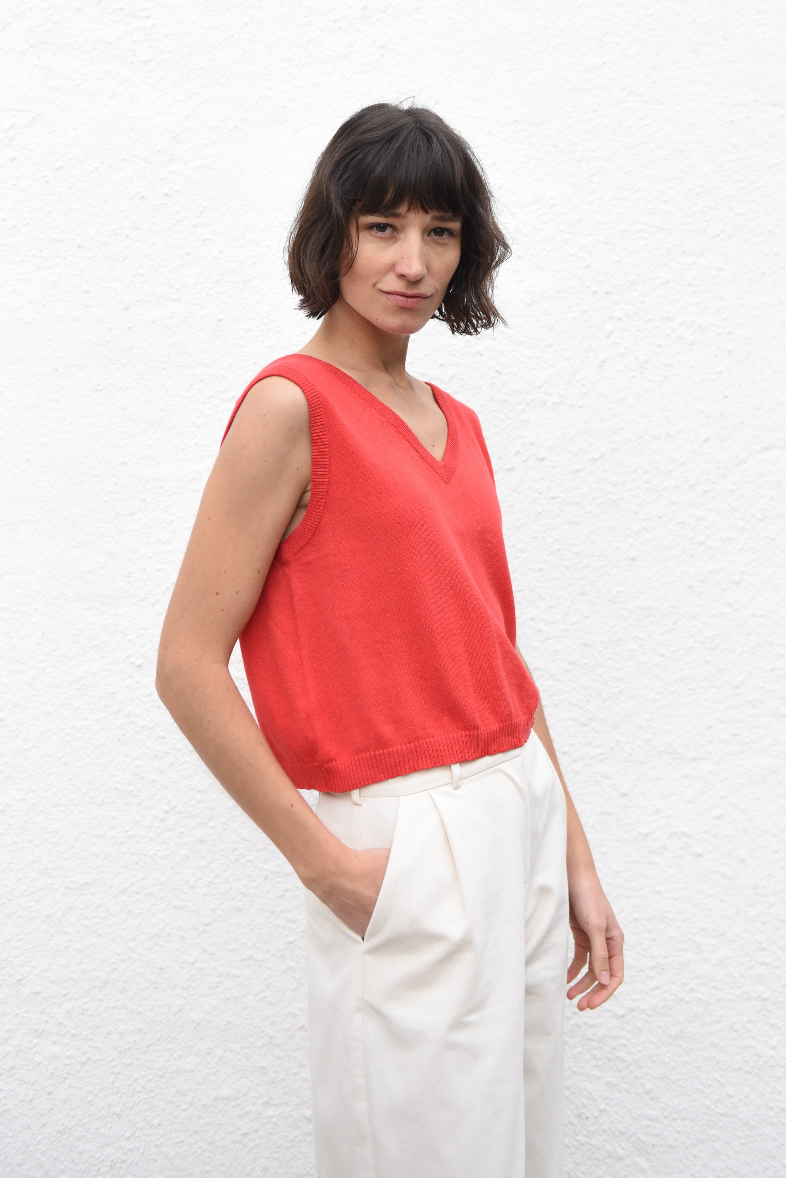 Jungle Folk Flora Knit Top Poppy Red