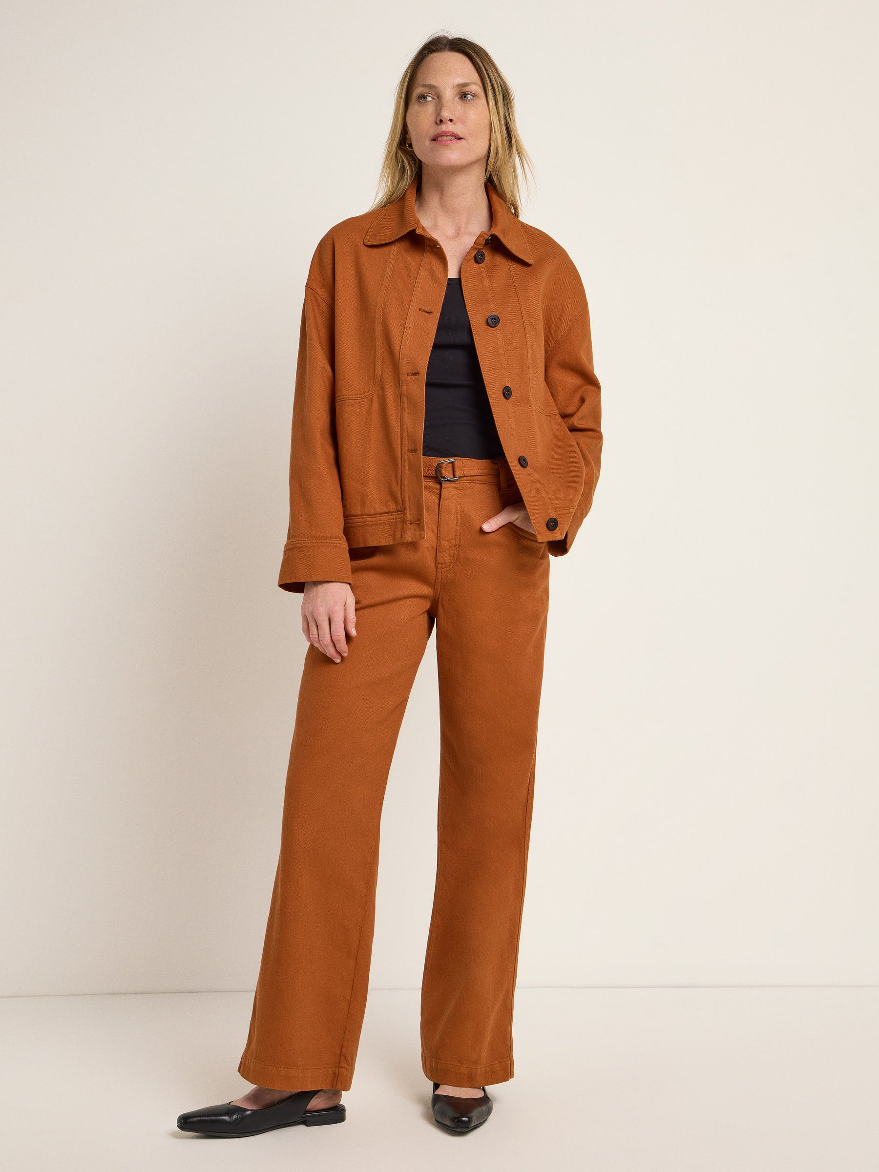 Lanius Pants with Belt GOTS Almond