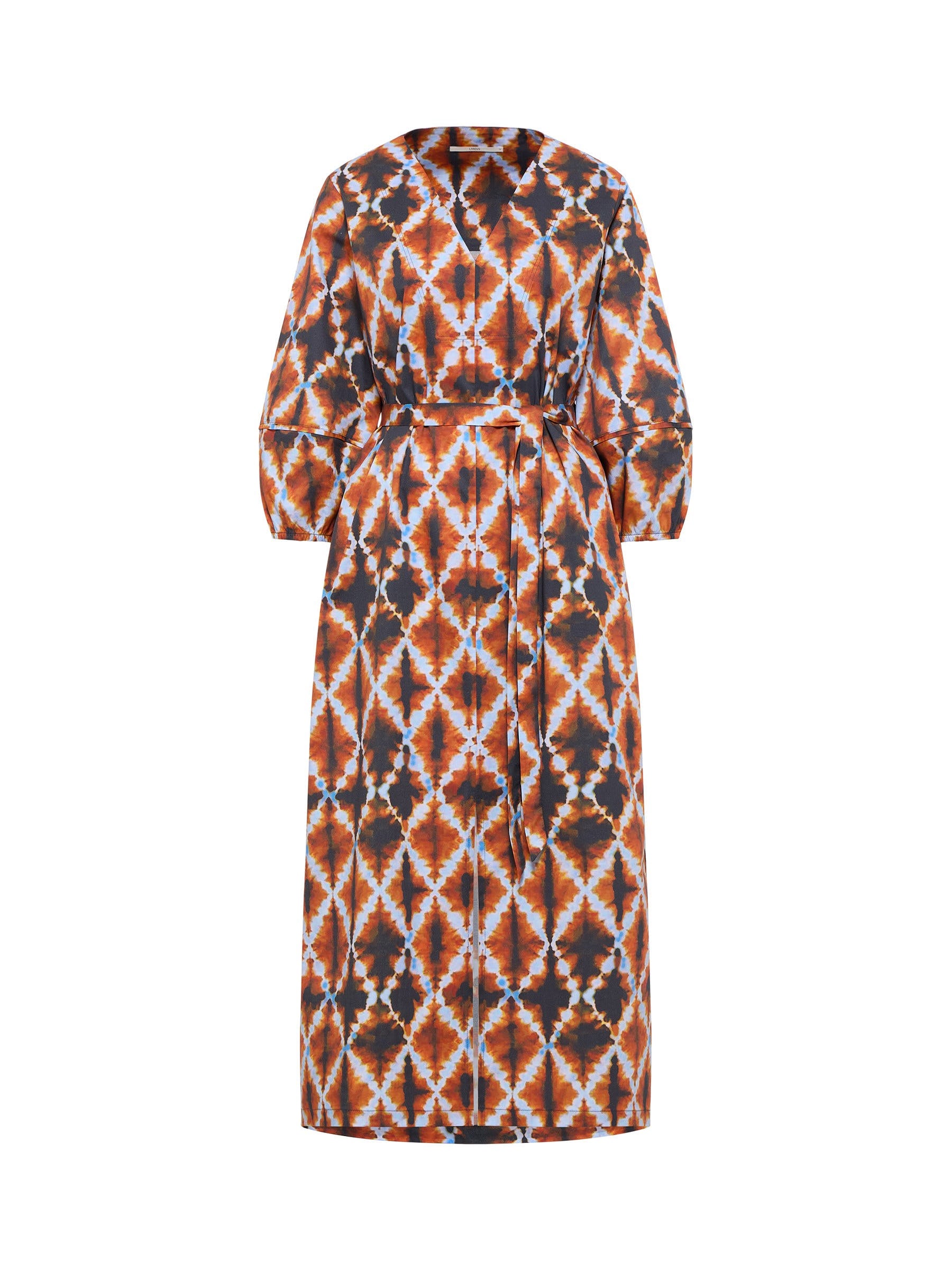 Lanius Midi Dress with Slit (GOTS) Print Batik Almond