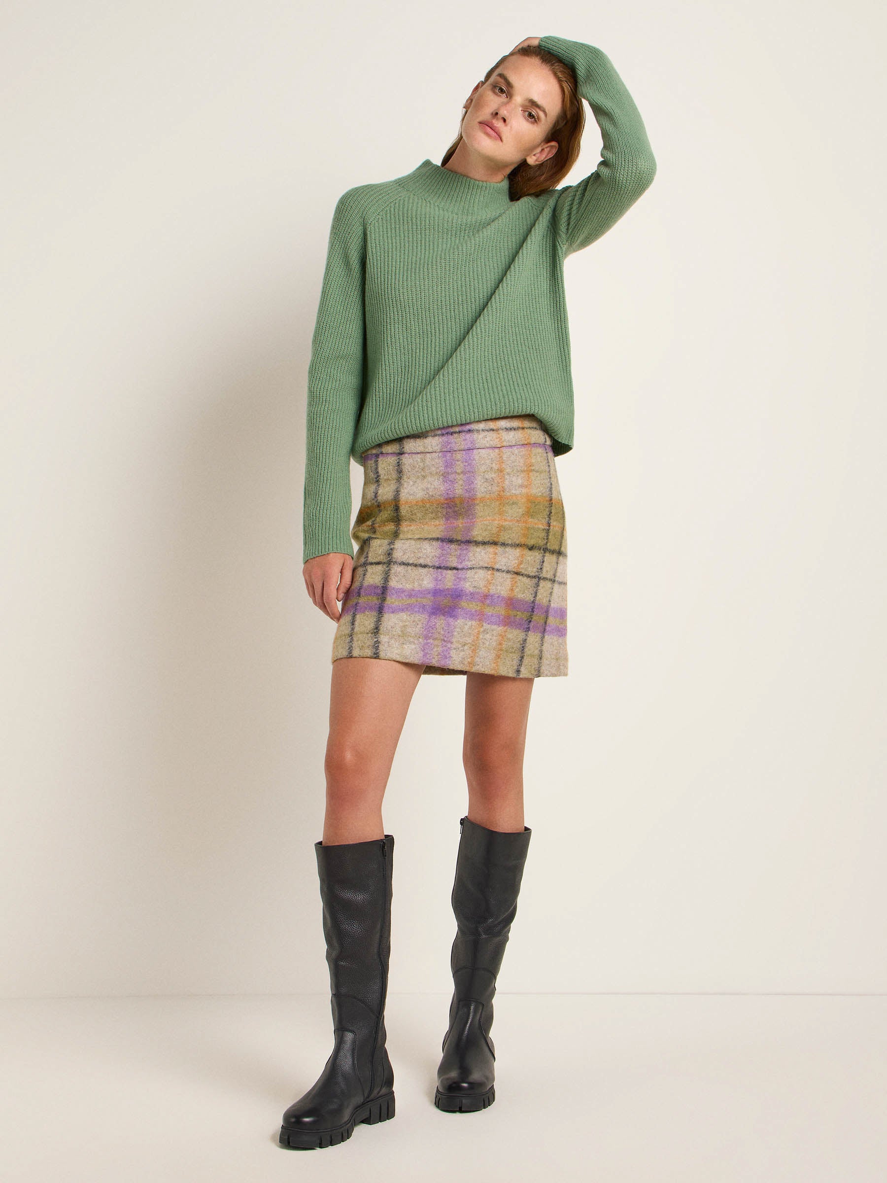 Lanius Checked mini skirt - Green multicolor