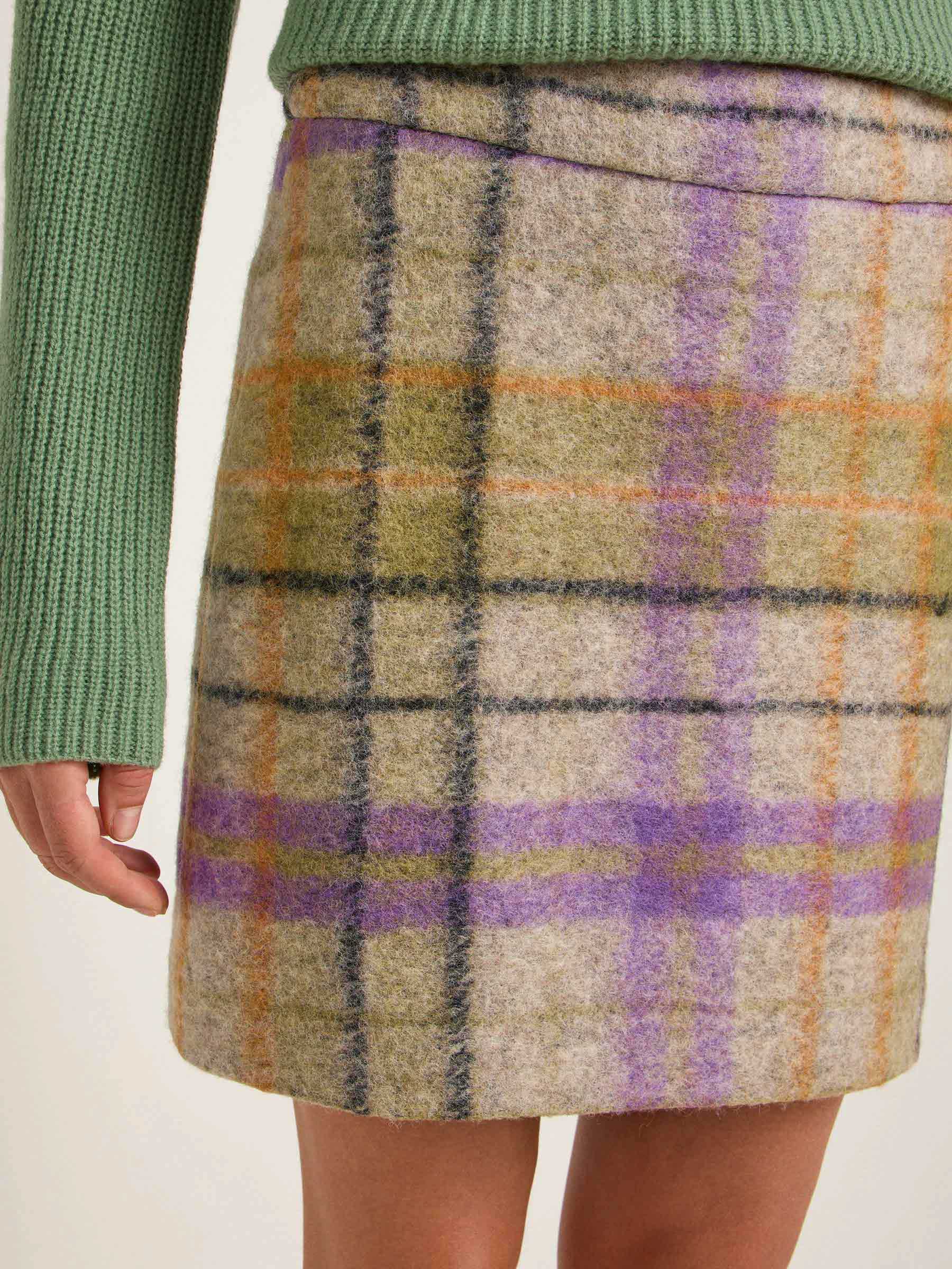 Lanius Checked mini skirt - Green multicolor
