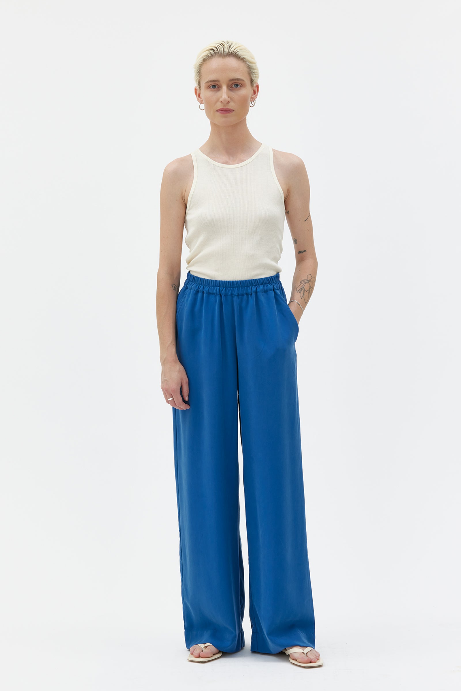 Maska - Thea flowy tencel pants - Medium Blue