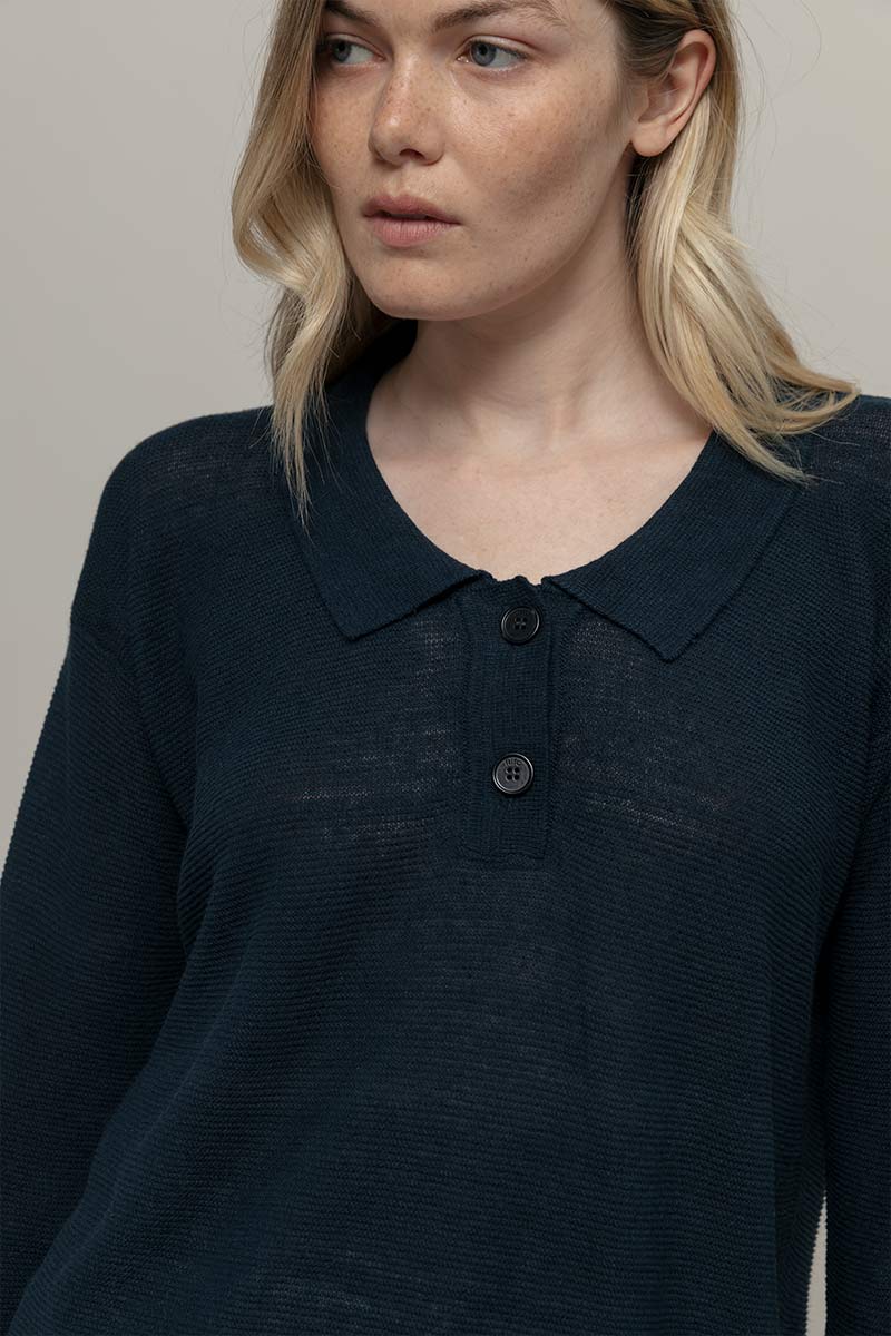 Rifo Nina Women's Polo Recycled Linen Blue