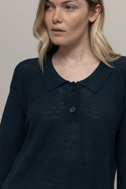 Rifo Nina Women's Polo Recycled Linen Blue