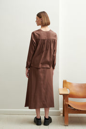 Schulz by Crowd Sessa shirt Brown Tencel