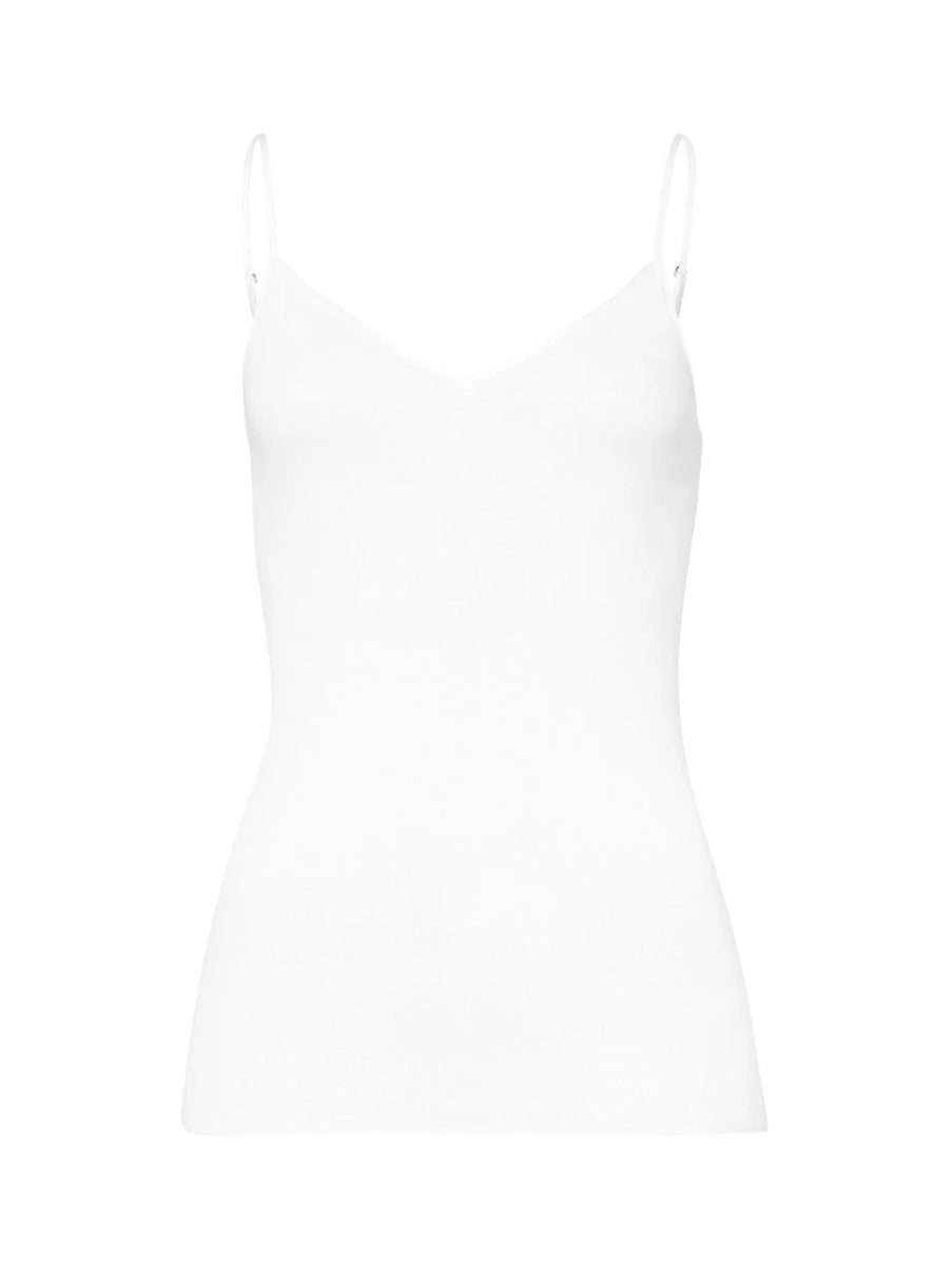 Hanro - Cotton Seamless V-neck Spaghetti - White