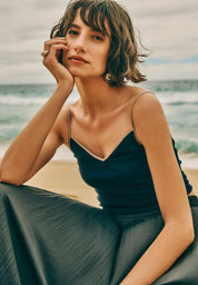 Hanro - V-neck Spaghetti Top - Deep Navy