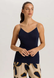 Hanro - V-neck Spaghetti Top - Deep Navy