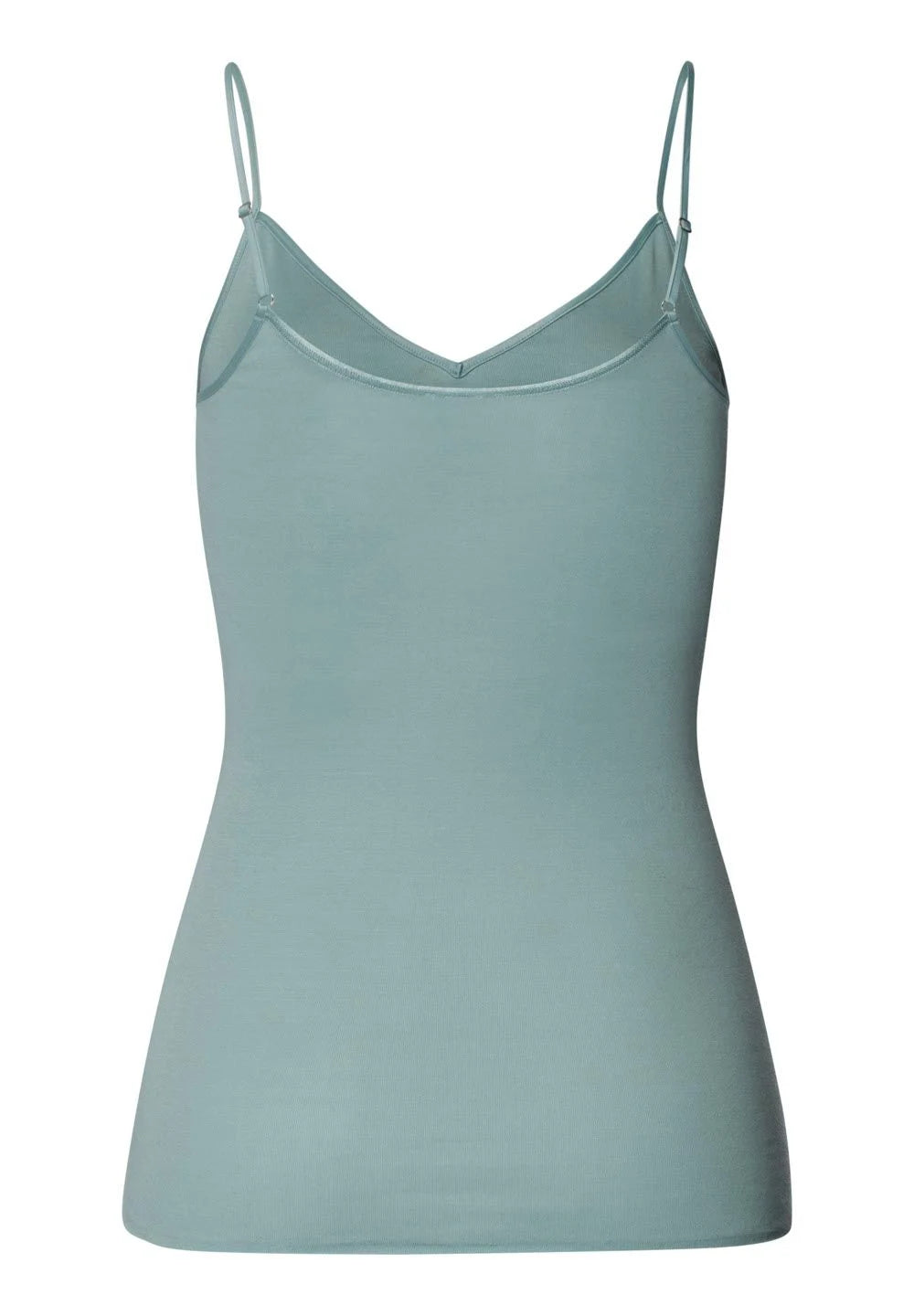 Hanro - Cotton Seamless V-neck Spaghetti Top - Tourmaline Blue