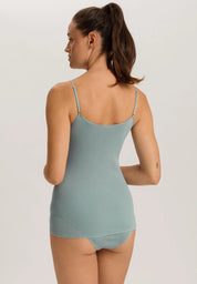 Hanro - Cotton Seamless V-neck Spaghetti Top - Tourmaline Blue