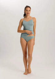 Hanro - Cotton Seamless V-neck Spaghetti Top - Tourmaline Blue