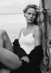 Hanro - Cotton Seamless V-neck Spaghetti - White