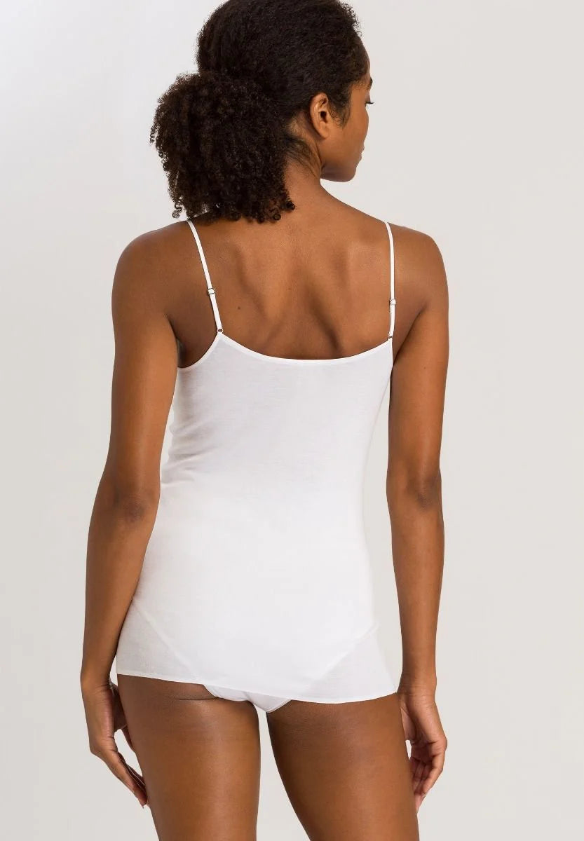 Hanro - Cotton Seamless V-neck Spaghetti - White
