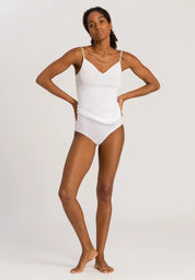 Hanro - Cotton Seamless V-neck Spaghetti - White