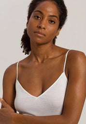 Hanro - Cotton Seamless V-neck Spaghetti - White