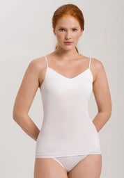 Hanro - Cotton Seamless V-neck Spaghetti - White