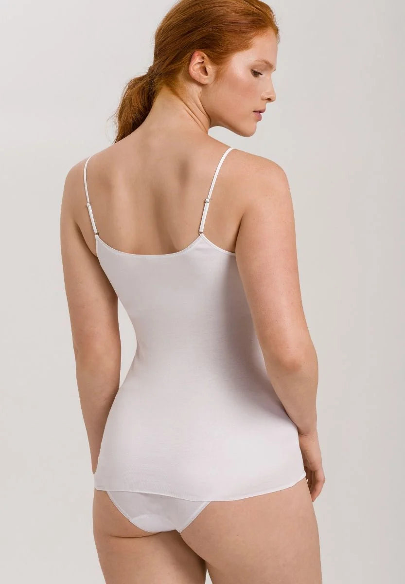 Hanro - Cotton Seamless V-neck Spaghetti - White