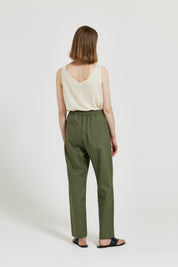 Maska Dara - Elastic waist linen trousers Kakhi
