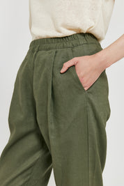 Maska Dara - Elastic waist linen trousers Kakhi