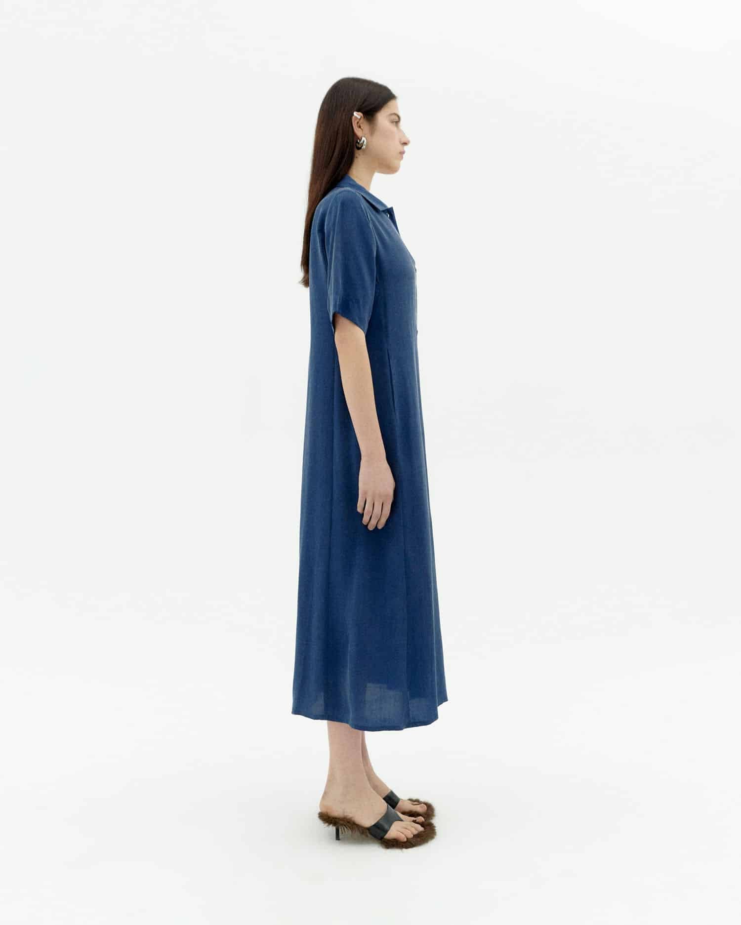 Thinking Mu Blue dress cupro Gianna