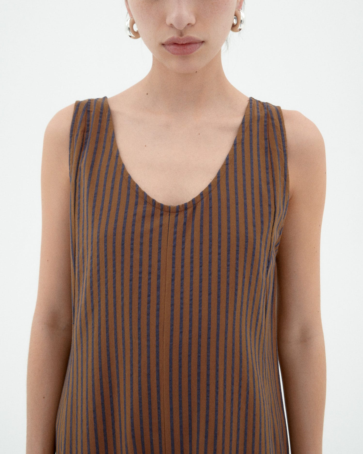 Thinking Mu Brown Stripes Janis Jumpsuit