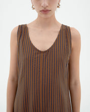 Thinking Mu Brown Stripes Janis Jumpsuit