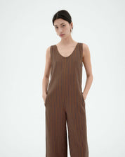 Thinking Mu Brown Stripes Janis Jumpsuit