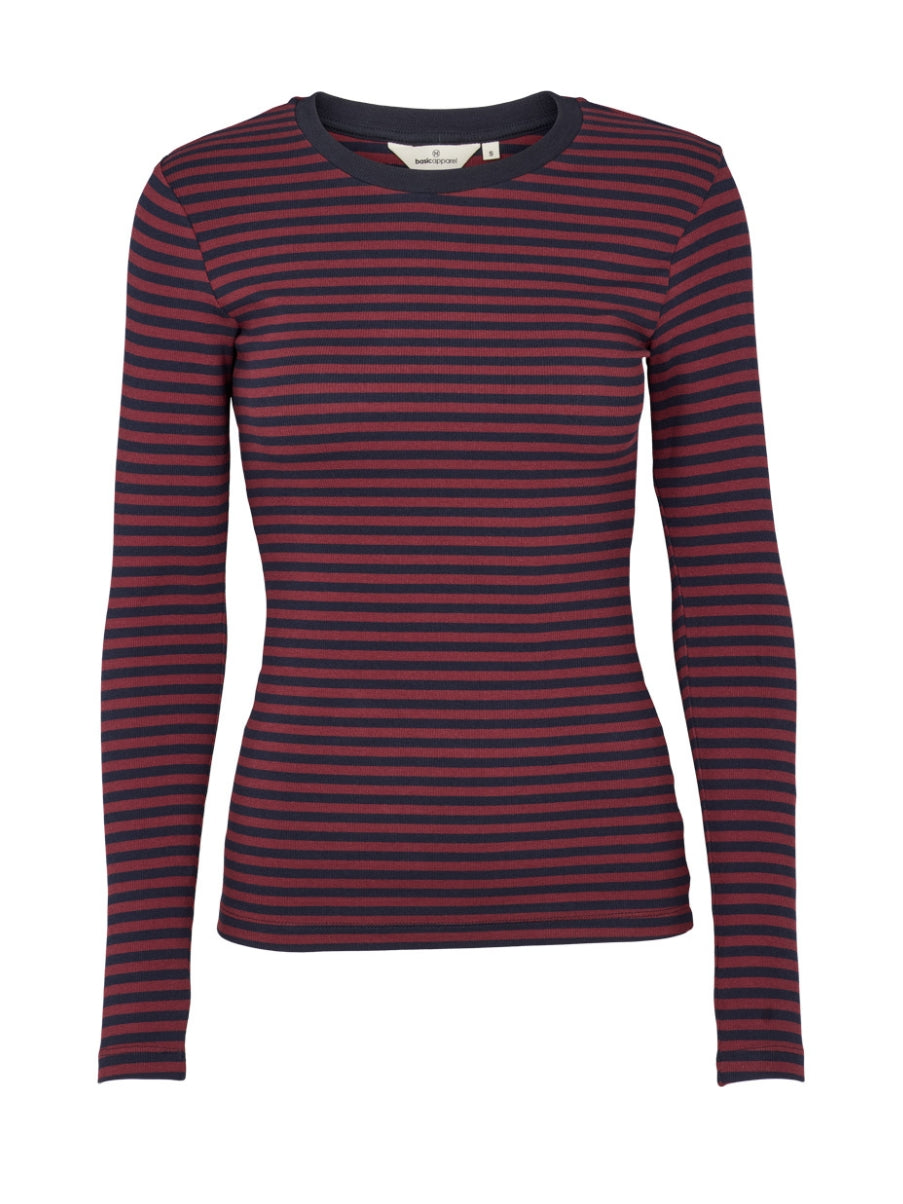 Basic Apparel Ludmilla LS Tee Bordeaux truffle / Sky captain