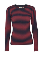 Basic Apparel Ludmilla LS Tee Bordeaux truffle / Sky captain