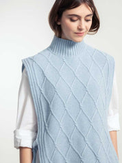 Rifo Recycled Wool Turtleneck Vest Powder Blue