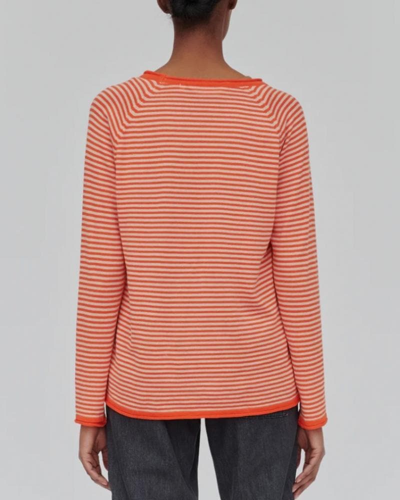 Basic Apparel - økologisk bluse - Soya Mini Stripe - Spicy Orange / Rygby Tan