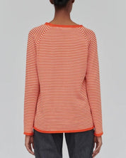 Basic Apparel - økologisk bluse - Soya Mini Stripe - Spicy Orange / Rygby Tan