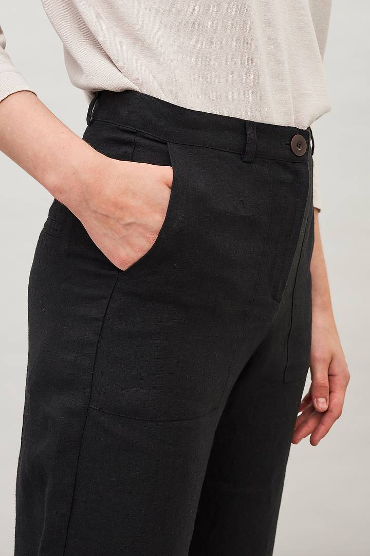 Maska Lissy Cropped Linen trousers Black