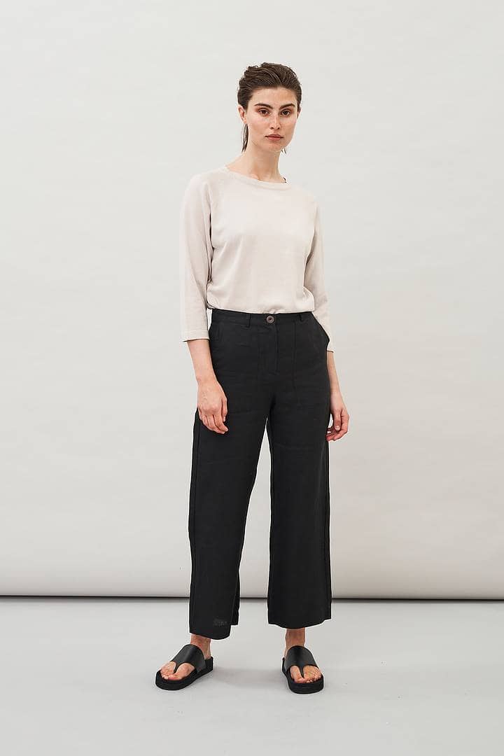 Maska Lissy Cropped Linen trousers Black