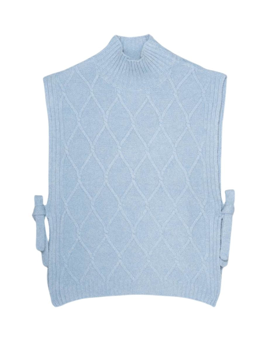 Rifo Recycled Wool Turtleneck Vest Powder Blue