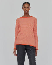 Basic Apparel - økologisk bluse - Soya Mini Stripe - Spicy Orange / Rygby Tan