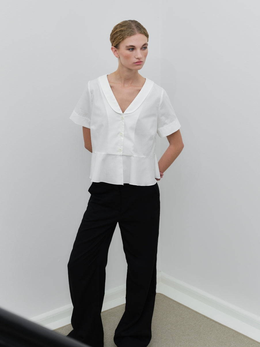Schulz by Crowd Saima GOTS organic cotton white shirt blouse